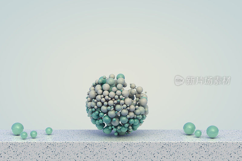 抽象的球形物体，由许多单一的球体组成