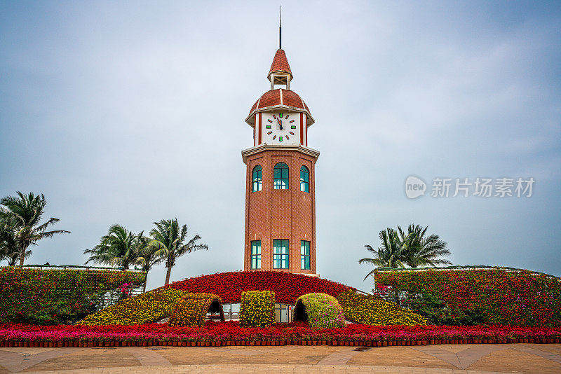 观海台钟楼的正面视图在海口海南中国