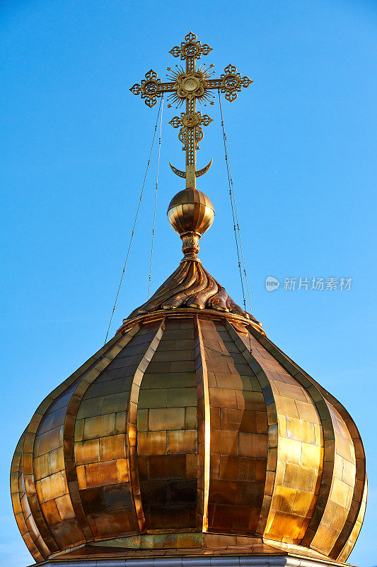 金色屋顶特写，基督救世主大教堂，莫斯科，俄罗斯
