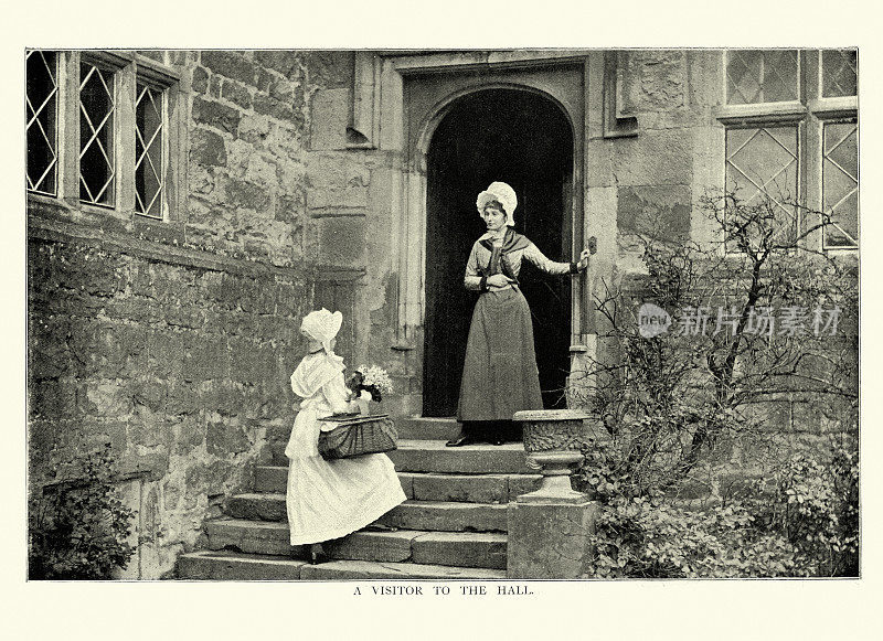 老照片，游客欢迎到大门的老大厦，维多利亚19世纪