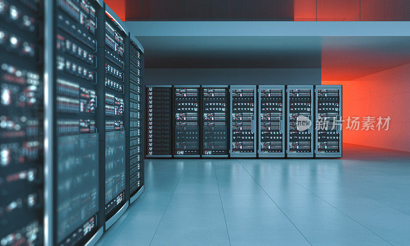 计算机服务器在一个现代化和干净的数据中心
