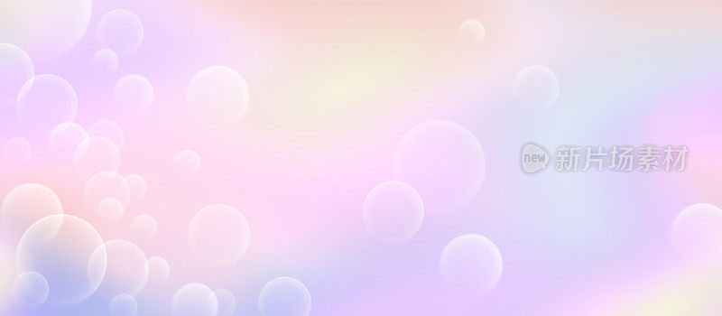 粉色粉彩散景背景与圆形高光和气泡。