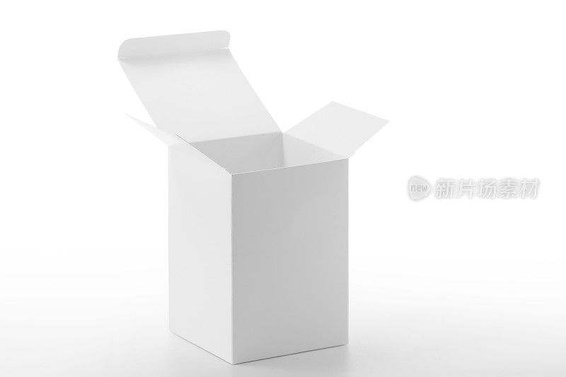 特写的白色背景上的一个白色盒子与剪切路径
