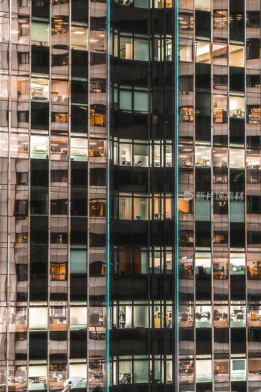 香港一系列写字楼的近景