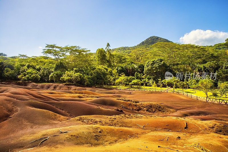 著名的七色大地在毛里求斯的查马雷尔