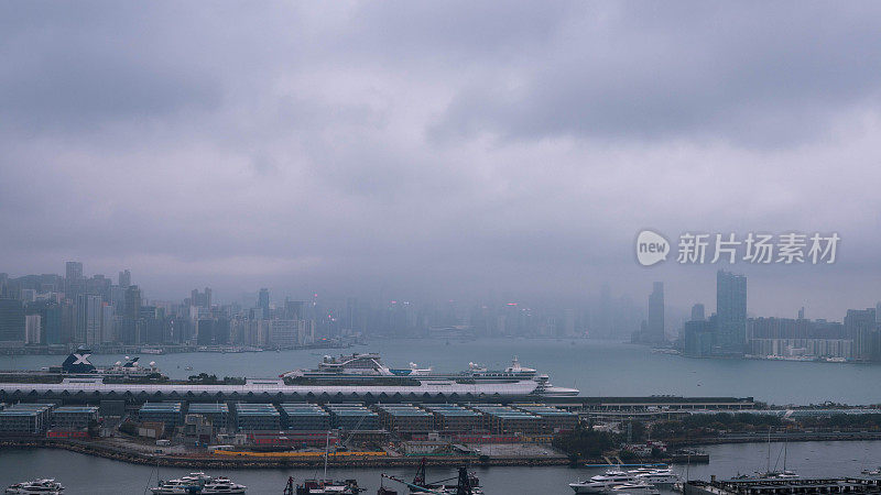 香港启德邮轮码头公园，以中环为背景