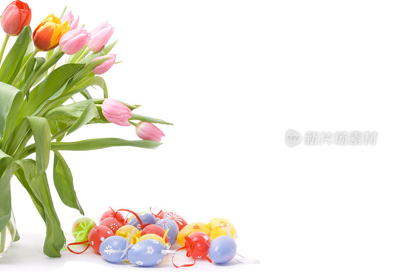 复活节彩蛋和郁金香有很多文字空间