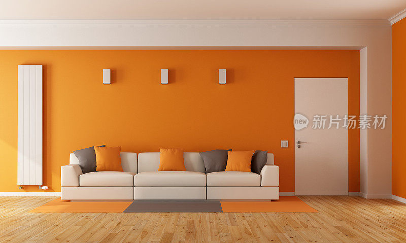现代橙色客厅