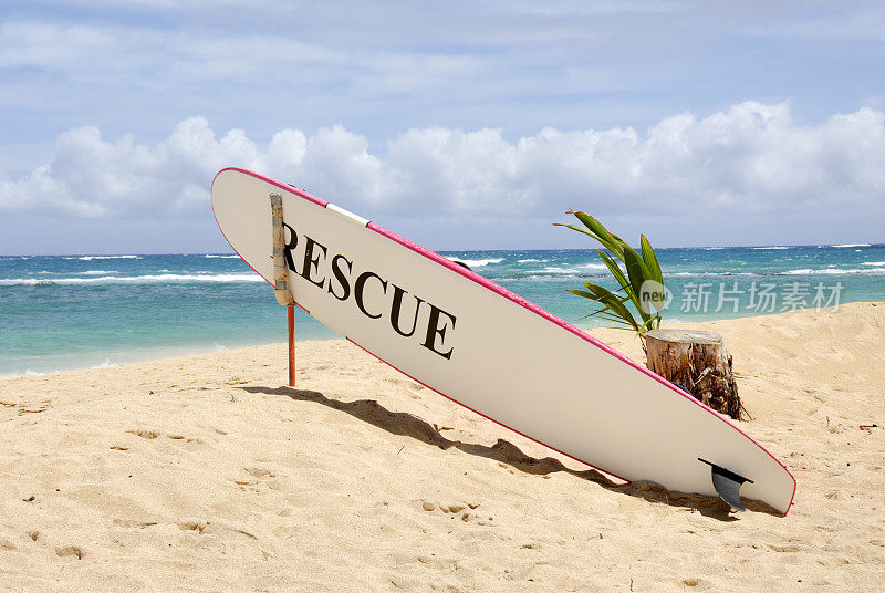 在美丽的毛伊岛海滩上营救冲浪板