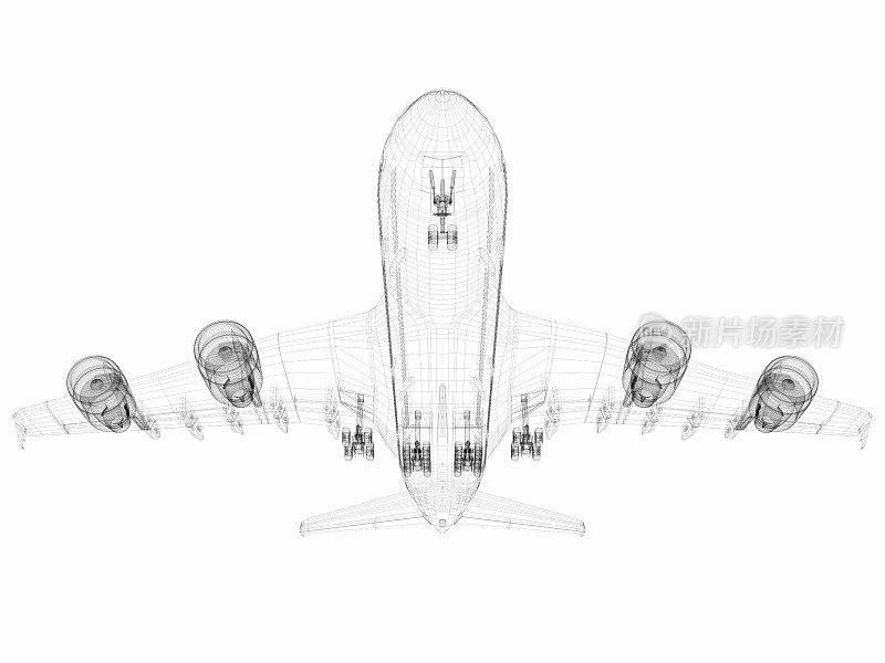 3D草图架构抽象飞机A380-04
