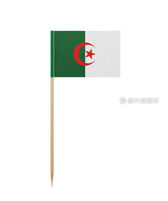 牙签上的阿尔及利亚小国旗