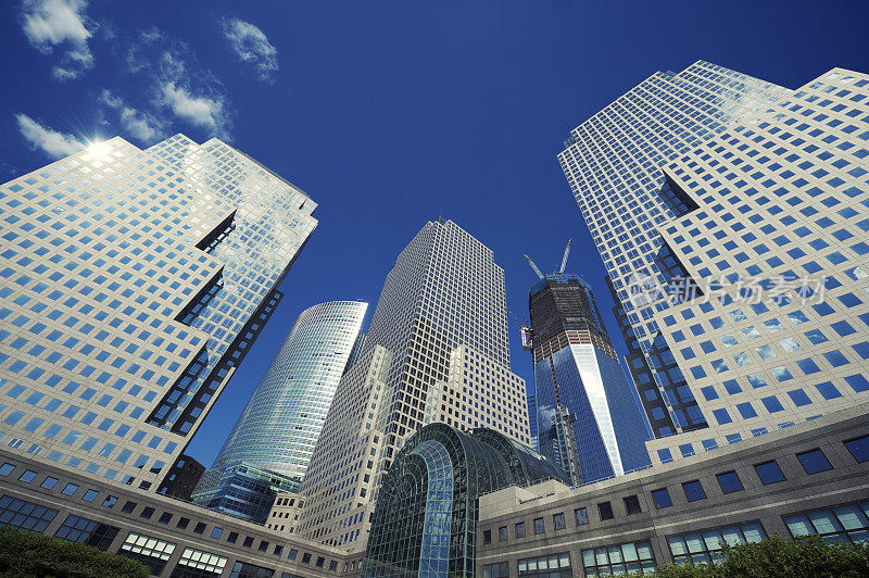 在建摩天大楼现代城市天际线世界贸易中心