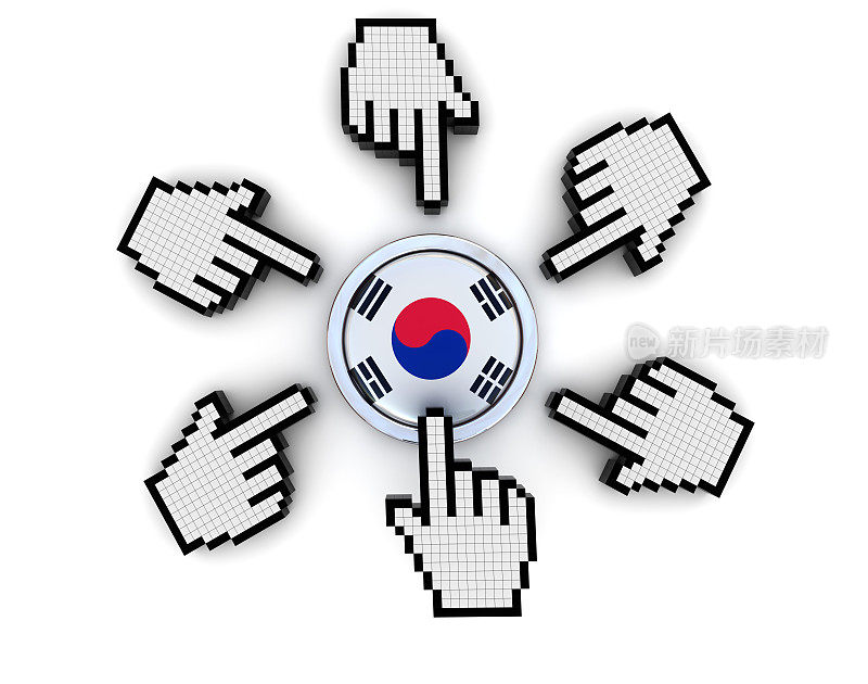 手光标在韩国国旗按钮