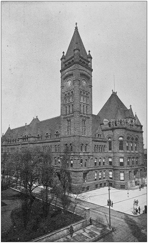 古董黑白照片辛辛那提，俄亥俄州:市政厅