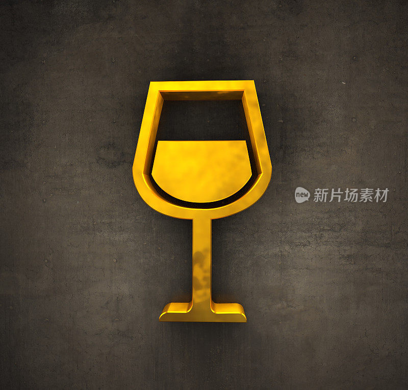 墙上的金色酒杯标志