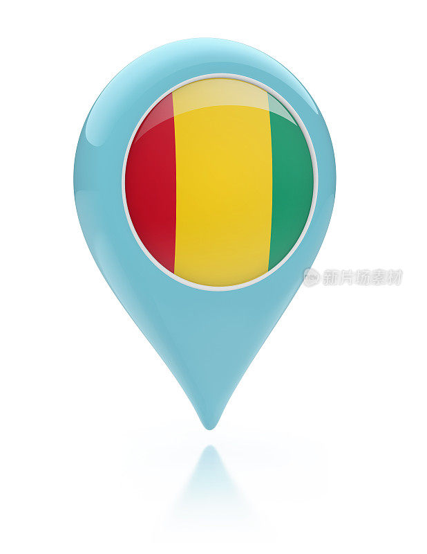 3D地图指针-几内亚国旗