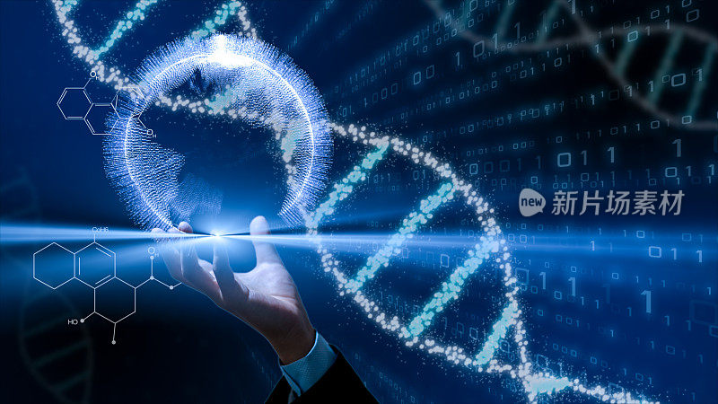 数字医院背景下的医学医生与现代界面的连接。医学技术网络概念。DNA。