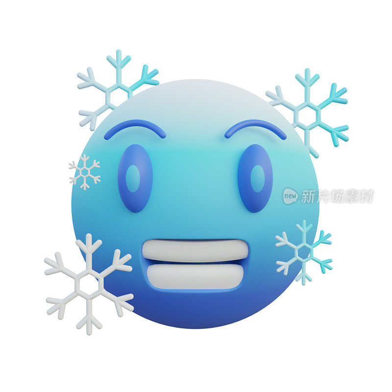 3d插图表情符号表情冷的冻结的脸