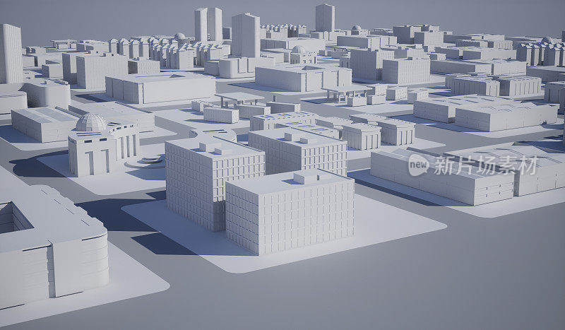 市中心建筑，模拟城市，三维渲染