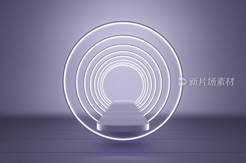未来灯光辉光圆形展示产品广告商业t台t台时装秀。