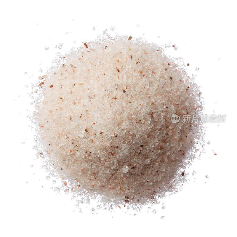 喜马拉雅粉色盐堆孤立在白色顶视图