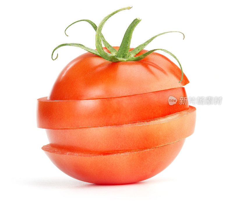 切片的番茄孤立在白色背景