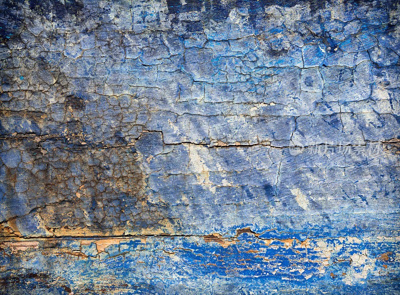挪威，油漆成蓝色的破旧木板