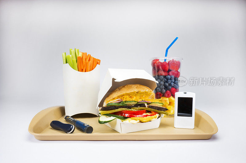 健康快餐与糖尿病的概念