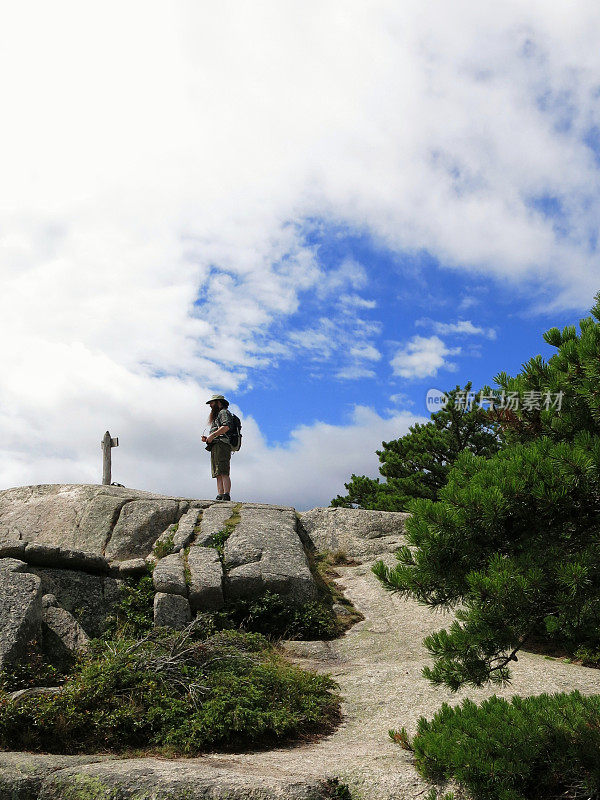 缅因州国家公园，阿卡迪亚山山顶标志牌