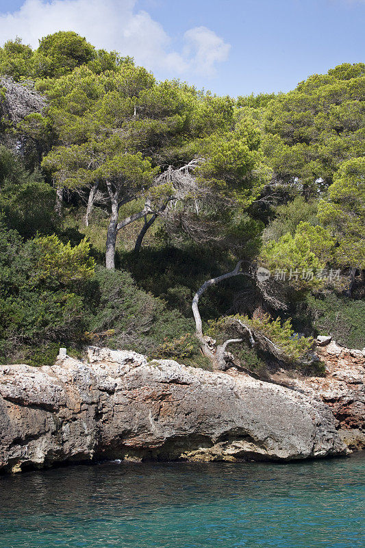 西班牙马略卡岛的岩石海岸