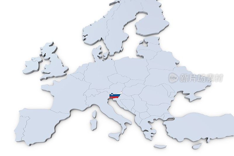 欧洲地图斯洛文尼亚突出显示