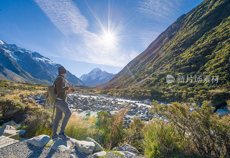 新西兰风景优美的山景拍摄于库克山