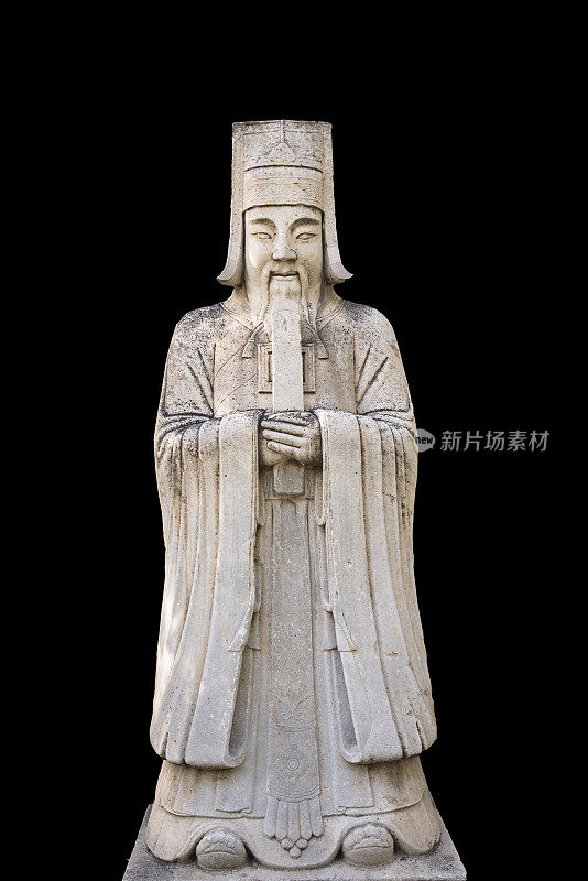 北京十三陵神道军官石像。