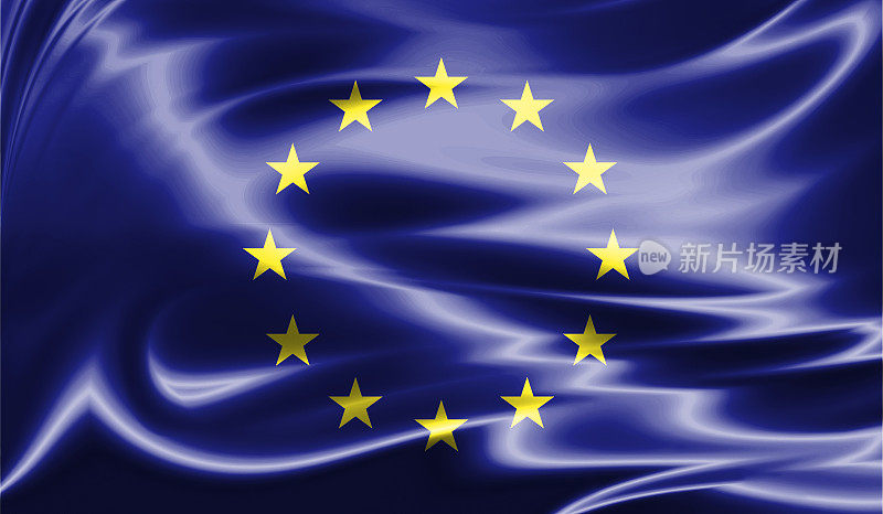 五颜六色的垃圾摇滚背景，欧盟旗帜。