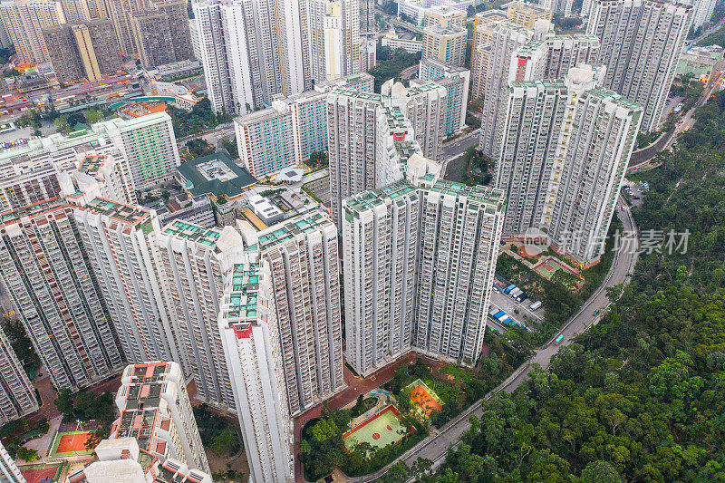 香港城市景观，大多是公寓大楼