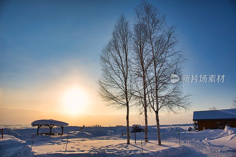 冬天的风景。Biei日本北海道