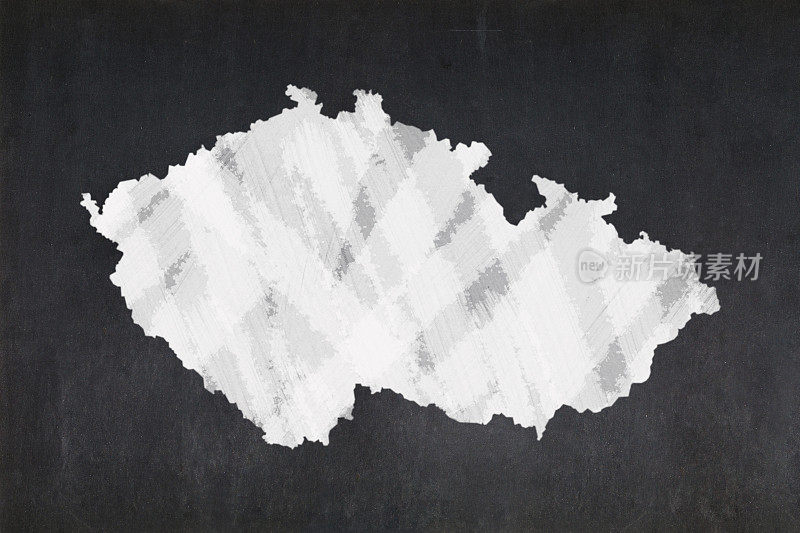 在黑板上画的捷克共和国地图