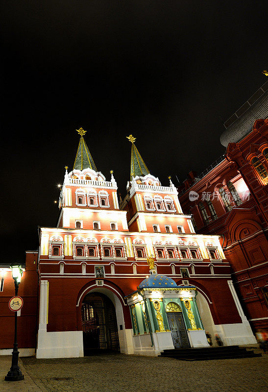 夜晚的红场，莫斯科。