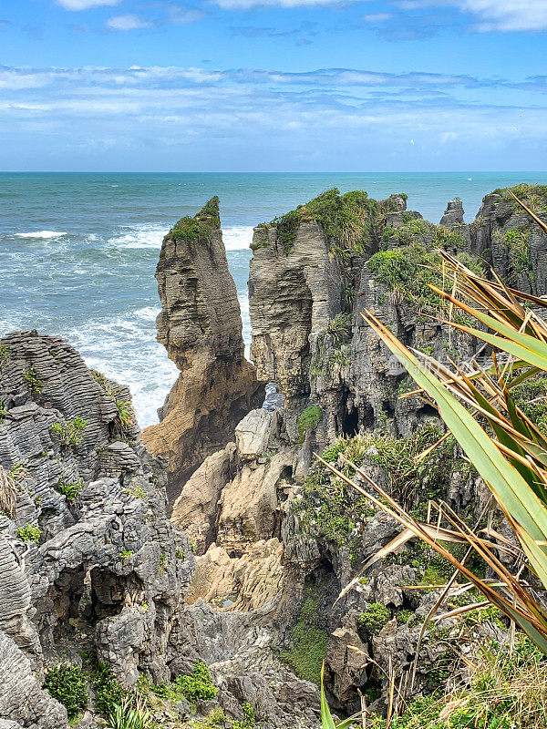 Punakaiki煎饼石和喷水道，狗仔国家公园，新西兰