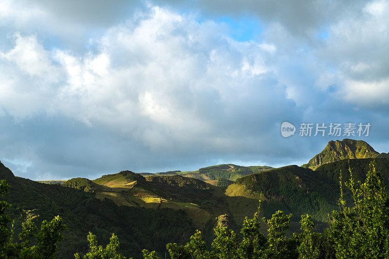 青山的全景。