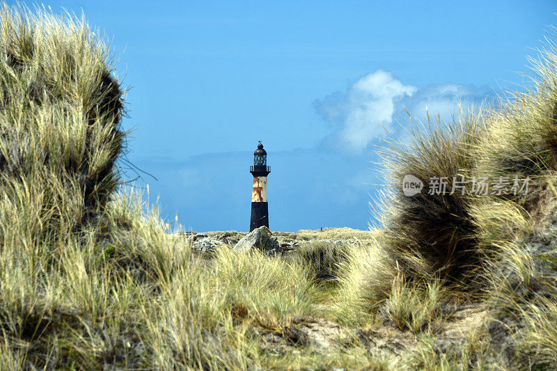 福克兰群岛，彭布罗克角灯塔(1907年)被草丛环绕