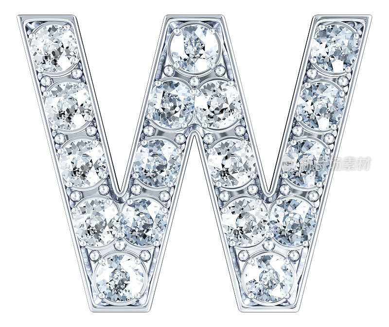 字母W镶钻石