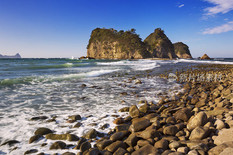 日本伊豆半岛的岩石海岸