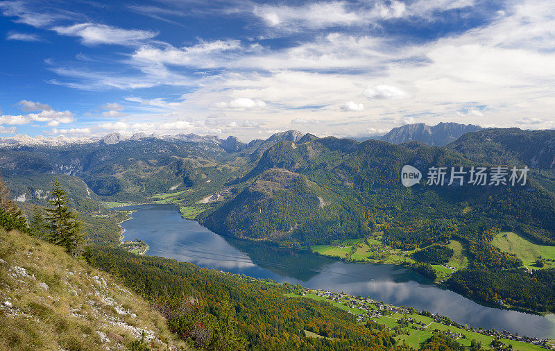 格伦德尔湖，奥地利阿尔卑斯山全景