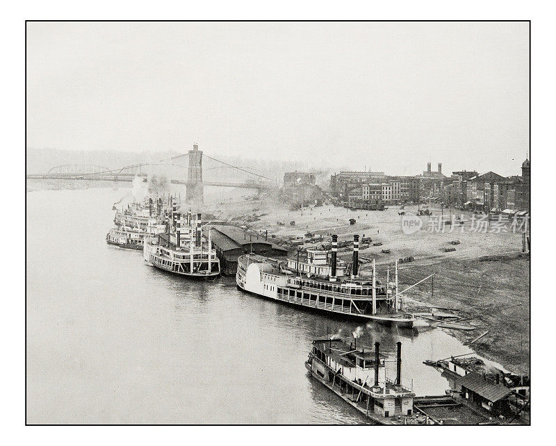 辛辛那提俄亥俄河的古董照片