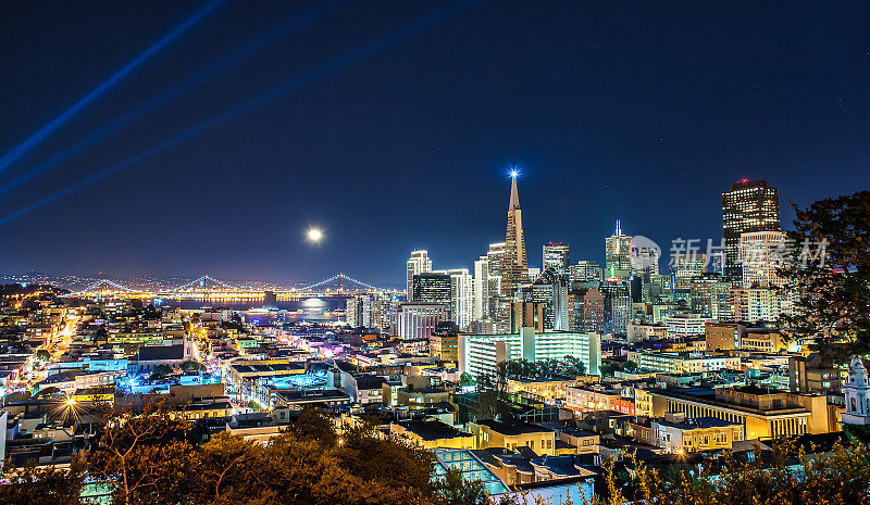 旧金山上空的超级月亮