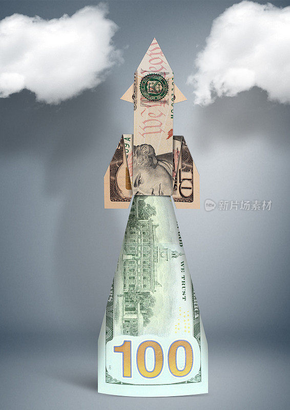 金融概念，金钱铸就的火箭