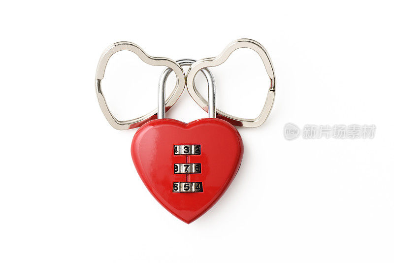 红色心形组合锁与心形钥匙圈