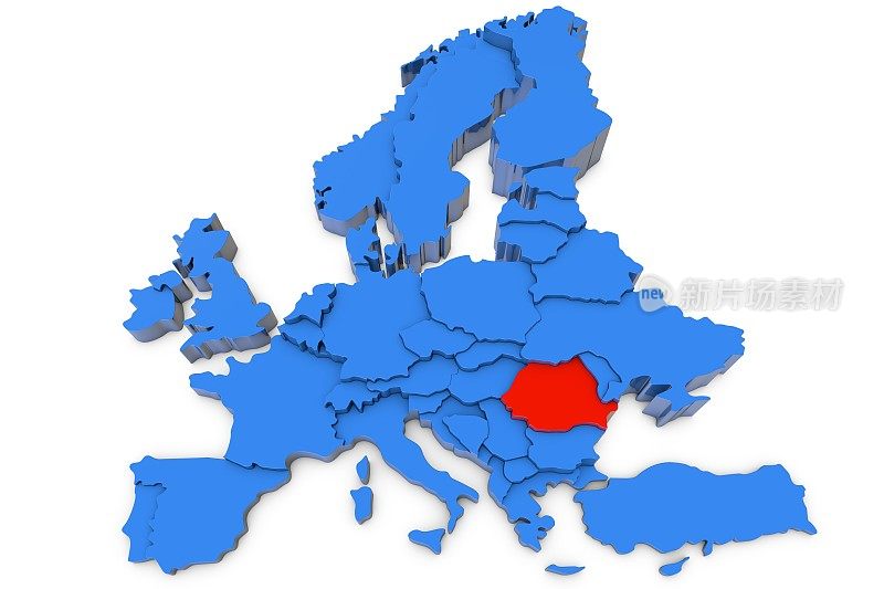 红色罗马尼亚的欧洲地图