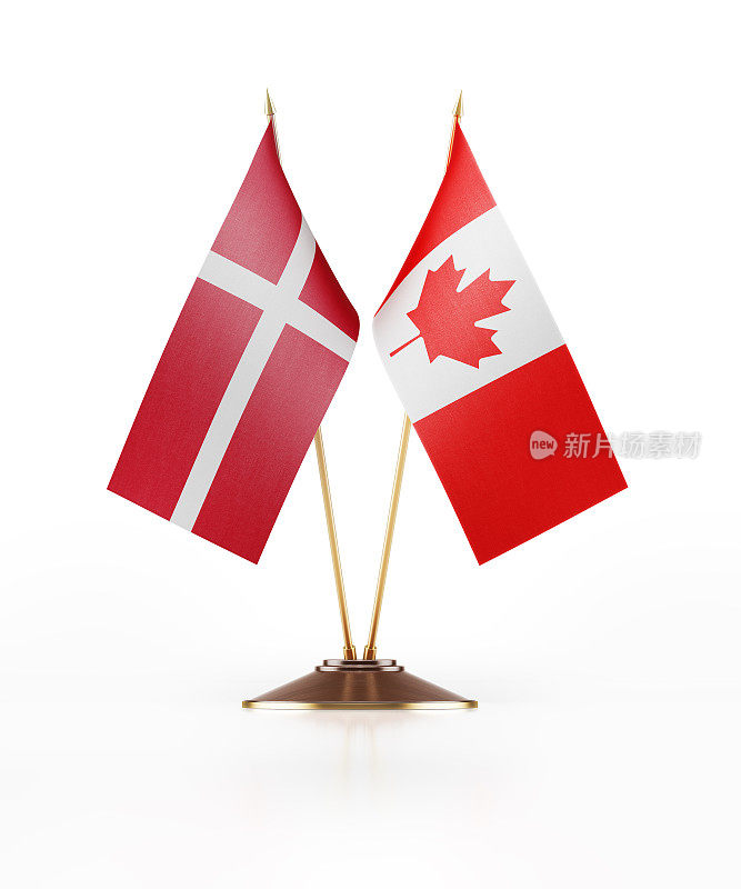 丹麦和加拿大的微型国旗